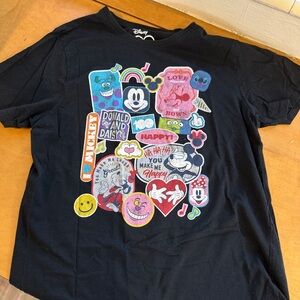 Disney Black T-Shirt with Colorful Character Graphics